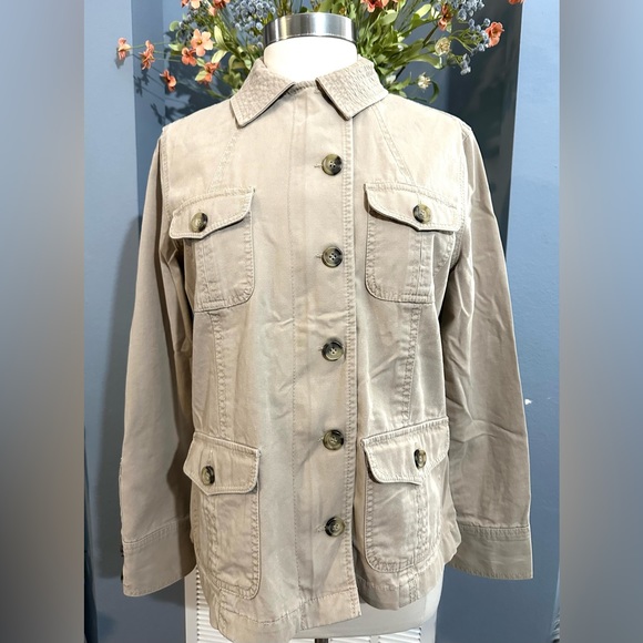 Liz Claiborne Jackets & Blazers - Liz Claiborne Ladies Jacket Safari Look Tan 100% Cotton Size Large GUC